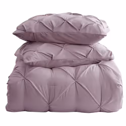 Nestl Dusty Purple Duvet Cover Queen Size - Pintuck Queen Duvet Cover Set  3 Piece Double Brushed Duvet Covers with Button Closure  1 Pinch