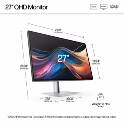 HP Series 7 Pro 27 inch QHD Monitor - 727pq - Additional view 4