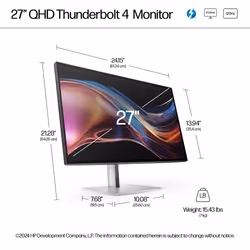 HP Series 7 Pro 27 inch QHD Thunderbolt 4 Monitor - 727pu - Additional view 4