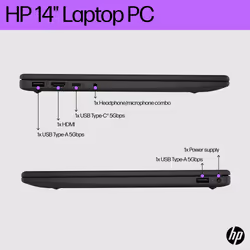 HP 14-em0014na AMD Ryzen™ 7 7730U Laptop 35.6 cm (14") Full HD 8 GB DDR4-SDRAM 1 TB SSD Wi-Fi 6 (802.11ax) Windows 11 Home in S mode Black - Additional view 4