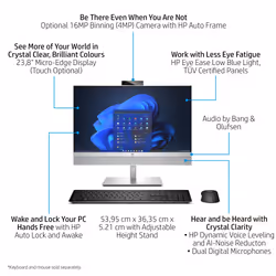 HP EliteOne 840 G9 Intel® Core™ i9 i9-14900 60.5 cm (23.8") 1920 x 1080 pixels Touchscreen All-in-One PC 32 GB DDR5-SDRAM 1 TB SSD Windows 11 Pro Wi-Fi 6E (802.11ax) Silver - Additional view 4
