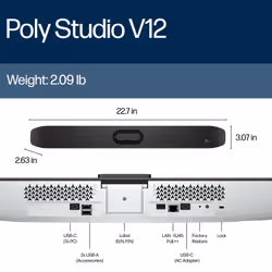 Poly Studio V12 USB Video Bar No Radio or Power Supply GSA/TAA - Additional view 4