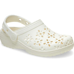 ) Crocs Classic Floral Cut Out Thermoplastic Chalk Clogs - White, 3 (Adults'