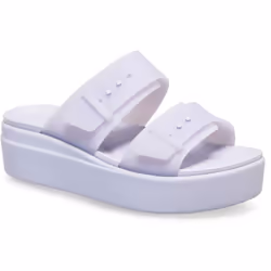 ) Crocs Brooklyn Buckle Low Wedge Women's Purple Moon Sandals - Purple, 6 (Adults'