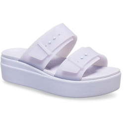 ) Crocs Brooklyn Buckle Low Wedge Women's Purple Moon Sandals - Purple, 6 (Adults'