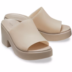 ) Crocs Brooklyn Slide Heel Women's Taupe Sandals - Brown, 6 (Adults'