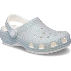 ) Crocs Classic Glitter Clog Thermoplastic White Loafers - White, 4 (Adults'