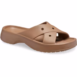 ) Crocs Classic Cross Strap Thermoplastic Women's Milk Chocolate Sandals - Brown, 4 (Adults'