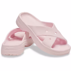 ) Crocs Classic Cross Strap Thermoplastic Women's Pink Milk Sandals - Pink, 8 (Adults'