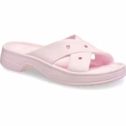 ) Crocs Classic Cross Strap Thermoplastic Women's Pink Milk Sandals - Pink, 5 (Adults'