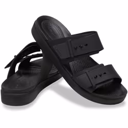 ) Crocs Brooklyn Buckle Women's Black Sandals - Black, 4 (Adults'