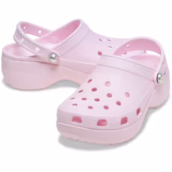 ) Crocs Classic Platform Thermoplastic Women's Pink Milk Clogs - Pink, 3 (Adults'
