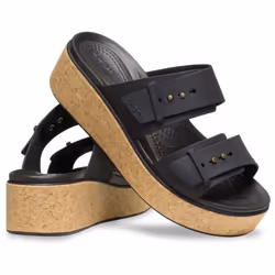 ) Crocs Brooklyn Buckle Women's Black Sandals - Black, 7 (Adults'