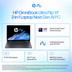 HP OmniBook Ultra Flip 14-fh0006na Intel Core Ultra 7 256V Hybrid (2-in-1) 35.6 cm (14") Touchscreen 3K 16 GB LPDDR5x-SDRAM 1 TB SSD Wi-Fi 7 (802.11be) Windows 11 Home Grey - Additional view 5