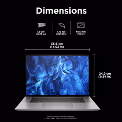 HP ZBook Studio G11 Intel Core Ultra 7 155H Mobile workstation 40.6 cm (16") WQUXGA 32 GB DDR5-SDRAM 1 TB SSD NVIDIA RTX 2000 Ada Wi-Fi 7 (802.11be) Windows 11 Pro Grey - Additional view 5