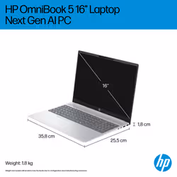 HP OmniBook 5 NGAI OmniBook 5 16-ag1001sa AMD Ryzen AI 5 340 16GB RAM 512GB SSD 16" Windows 11 Home Copilot+ Laptop - Additional view 7