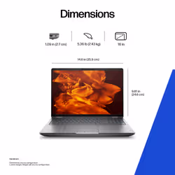 HP ZBook Fury G1i 16 inch Mobile Workstation PC Wolf Pro Security Edition Intel Core Ultra 7 255HX 40.6 cm (16") WUXGA 32 GB DDR5-SDRAM 1 TB SSD NVIDIA RTX PRO 2000 Blackwell Wi-Fi 7 (802.11be) Windows 11 Pro AI Workstation, AI PC Silver - Additional view 5