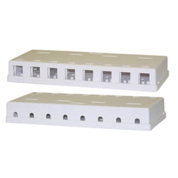 8 Port Keystone Jack Surface Mount Box  White  Surface Mount Box for Networking  Home Theatre  Security/Surveillance  Cablewholesale