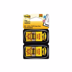 3M 680SH2 Message Flags Sign Here Yellow Two 50-Flag Dispensers per Pack