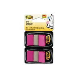 3M 680BP2 Standard Tape Flags in Dispenser  Bright Pink  100 Flags per Dispenser