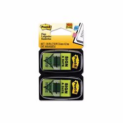3M 680SD2 Message Flags Sign & Date Green Two 50-Flag Dispensers per Pack