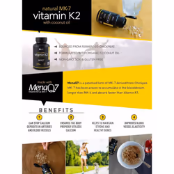 Sports Research Vitamin K2 (MK7) 100mcg; Supports Calcium Absorption and Heart Health; Enhanced with Organic Coconut Oil for Better Absorption; Soy...