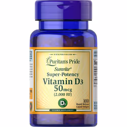 PURITAN'S PRIDE Sunvite Vitamin D, D3 2000iu, 100 Softgel Capsules