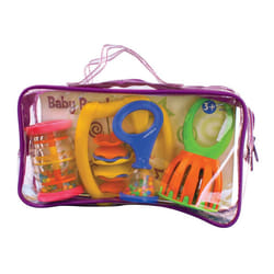 Baby Band Musical Instrument Gift Set. 4 Piece Musical Sensory set Includes a Rainboshaker, Clip Clap, Cage Bell, Baby Maraca and Clear Carry Case.