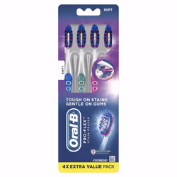 Oral-B 3D White Luxe Pro-Flex Manual Soft Toothbrush, 4 Count