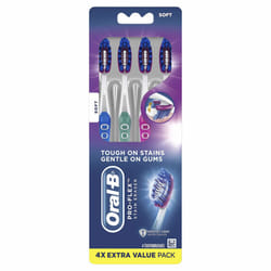 Oral-B 3D White Luxe Pro-Flex Manual Soft Toothbrush, 4 Count