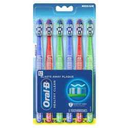Oral-B Healthy Clean Toothbrushes  Medium Bristles  6 Count (Assorted colors)