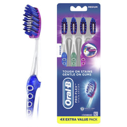 Oral-B Pro-Flex Stain Eraser Manual Toothbrush  Medium  4 Count