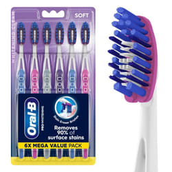 Oral-B 3D White Pro-Flex Toothbrushes  Soft  6 Count