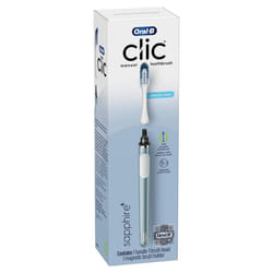 Oral-B Clic Manual Toothbrush (Aqua) with 2 Replaceable Brush Heads and Magnetic Brush Mount