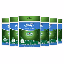 Oral B Glide Dental Floss Picks Complete With Scope Outlast Mint 75 Count Pack Of 6