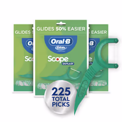 Oral-B Glide Mint Dental Floss Picks with Long Lasting Scope Flavor  3 Pack of 75 Picks (225 Total)