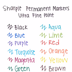 Sharpie 37003 Ultra-Fine Permanent Marker  Marks on Paper and Plastic  Resist Fading and Water  AP Certified  Blue Color  12 Count - 1 Pack