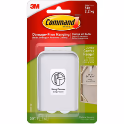 Command Jumbo Canvas Hanger Hook, Pack of 1 Hook and 4 Adhesive Strips, White - Damage Free Hanging - For Canvas Framed Pictu ...