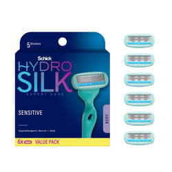 Schick Hydro Silk Sensitive Razor Blade Refills 6 Count  5Blade Sensitive Skin Razors for Women  Womens Razor Refills for Sensitive Skin