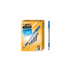 BIC Round Stic Grip Xtra Comfort Ballpoint Pen, Blue, 36 Count