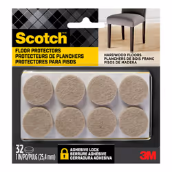SP802-NA Brand Felt Pads by 3M, for Protecting Wood Floors, Diameter, Beige, 32/Pack Furniture, 1" Round