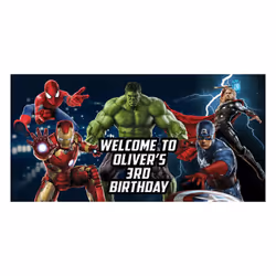 Personalized Birthday Banner For Superhero Theme Party 24"x48" or 42"x84"
