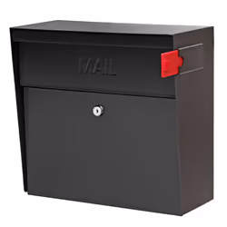 Mail Boss 7162 Metro Black High Capacity Wall Mounted Locking Security Mailbox Medium