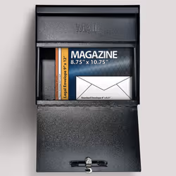 Mail Boss 7162 Metro  Black High Capacity Wall Mounted Locking Security Mailbox Medium