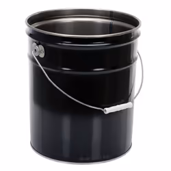 Vestil PAIL-STL-RI Steel Open Head Pail with Handle 5 gallon Capacity Black Pack of 1