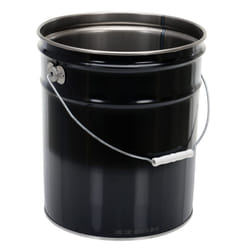 Vestil PAIL-STL-RI Steel Open Head Pail with Handle  5 gallon Capacity  Black  Pack of 1