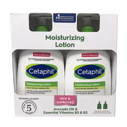2 - 20 oz. Pack Cetaphil New & Improved Moisturizing Lotion for Dry to Normal Sensitive Skin With Avacado Oil and Essential V ...