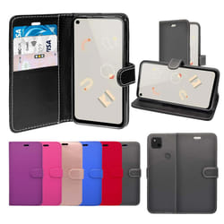 For Google Pixel 4a Wallet Flip PU Leather Pouch Case Cover - Black