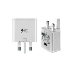 Official Samsung UK 3 Pin 2 Amp Adaptive Fast Mains Charger USB C Charging Cable In White - Adapter Only