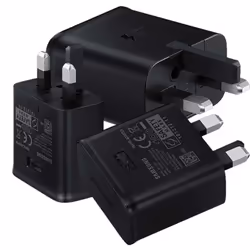 Original Samsung UK 3 Pin 15W Adaptive Fast Mains Charger USB C Cable In Black